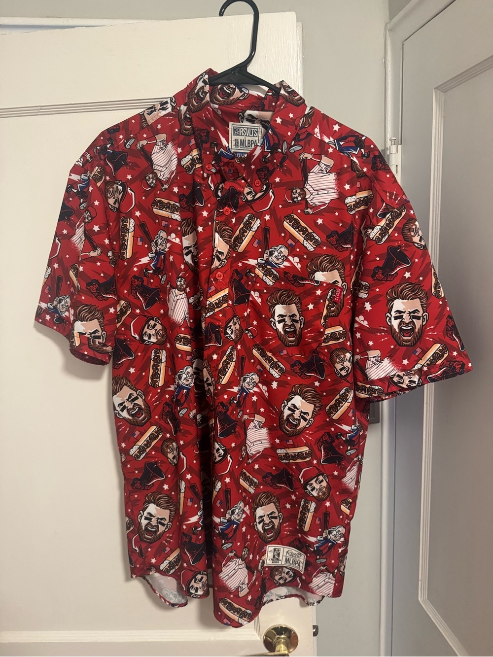 RSVLTS Red Novelty Short-Sleeve Button-Down Shirt